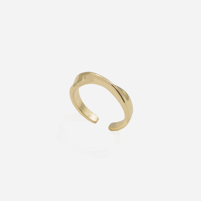 Set of two two-tone twisted open rings
