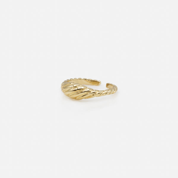 Load image into Gallery viewer, Set of two gold ribbed and plain open rings

