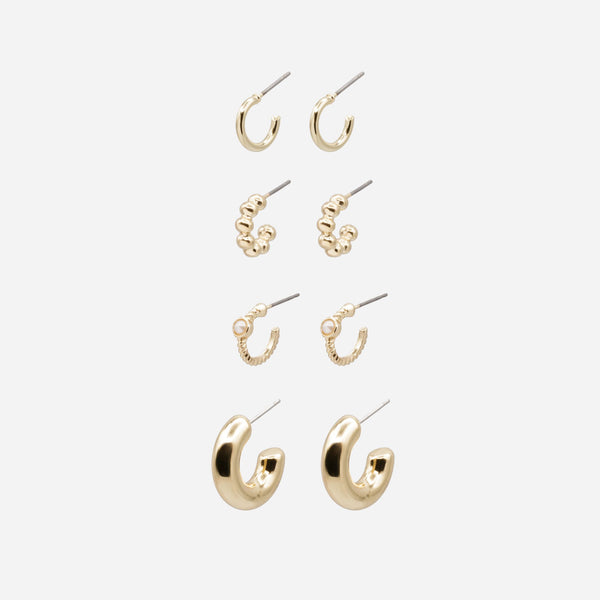 Charger l&#39;image dans la galerie, Quatuor de boucles d&#39;oreilles anneaux dorés variés
