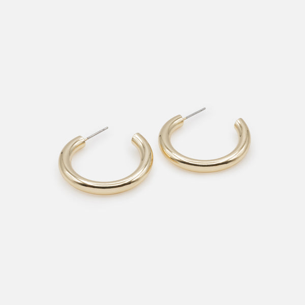 Load image into Gallery viewer, Duo of golden earrings with knots and thick rings
