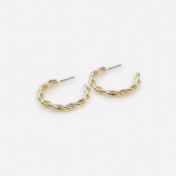 Charger l&#39;image dans la galerie, Duo de boucles d&#39;oreilles perles et anneaux dorés torsadés
