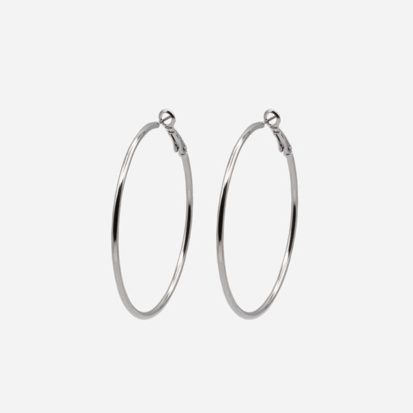 Load image into Gallery viewer, Thin silver hoop earrings

