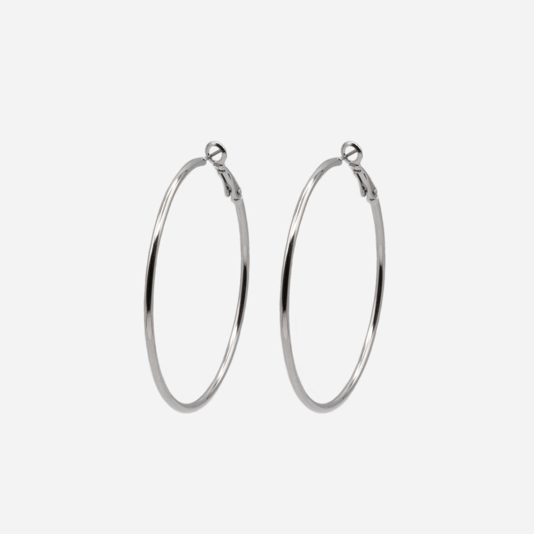 Thin silver hoop earrings