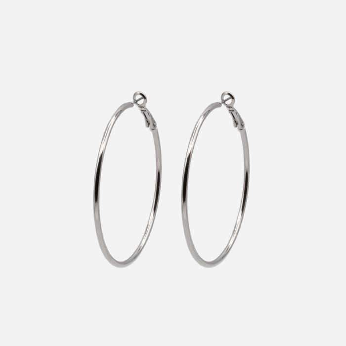 Boucles d'oreilles anneaux argentés minces
