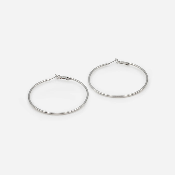 Boucles d'oreilles anneaux argentés minces