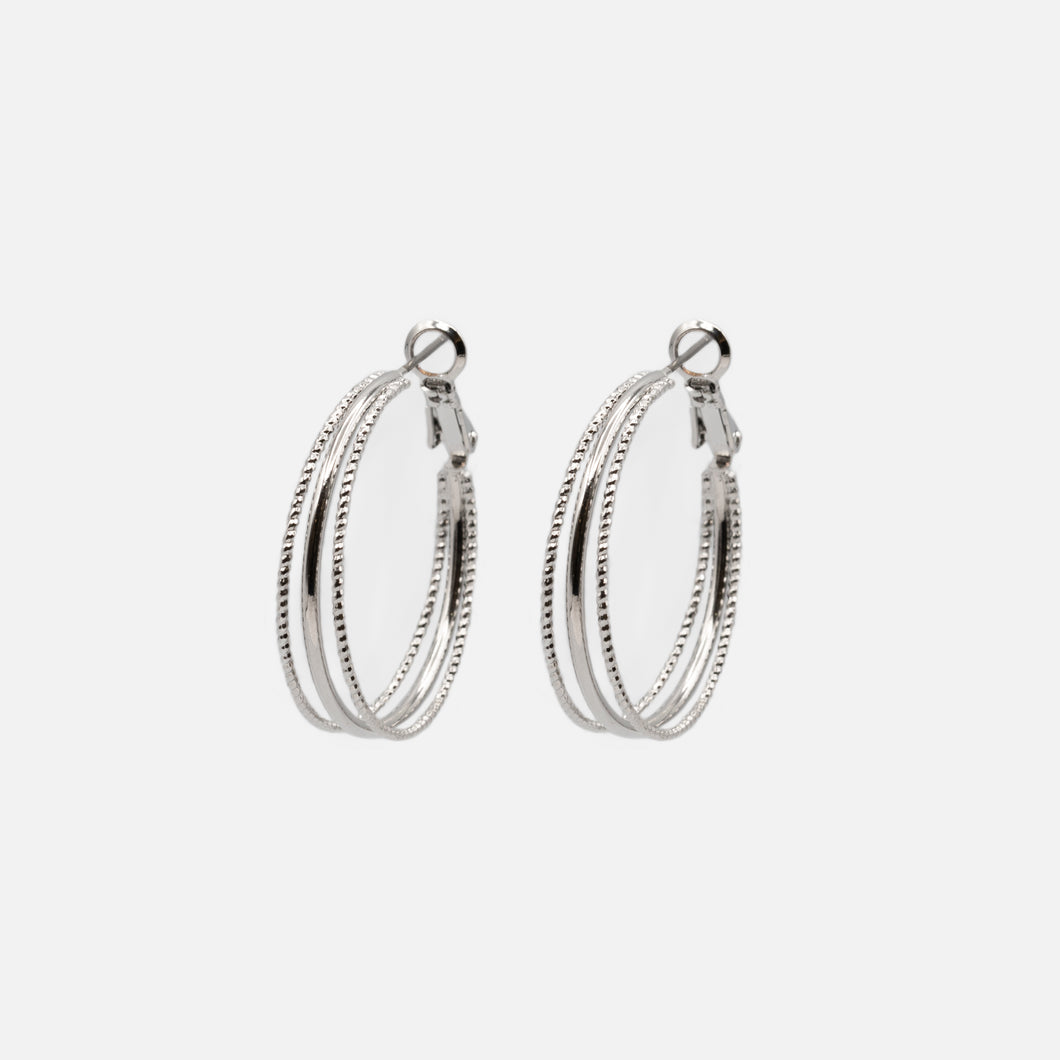 Silver triple hoop earrings