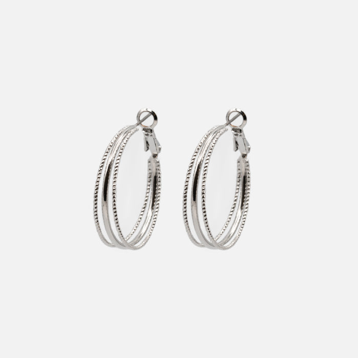 Boucles d'oreilles argentées anneaux triples