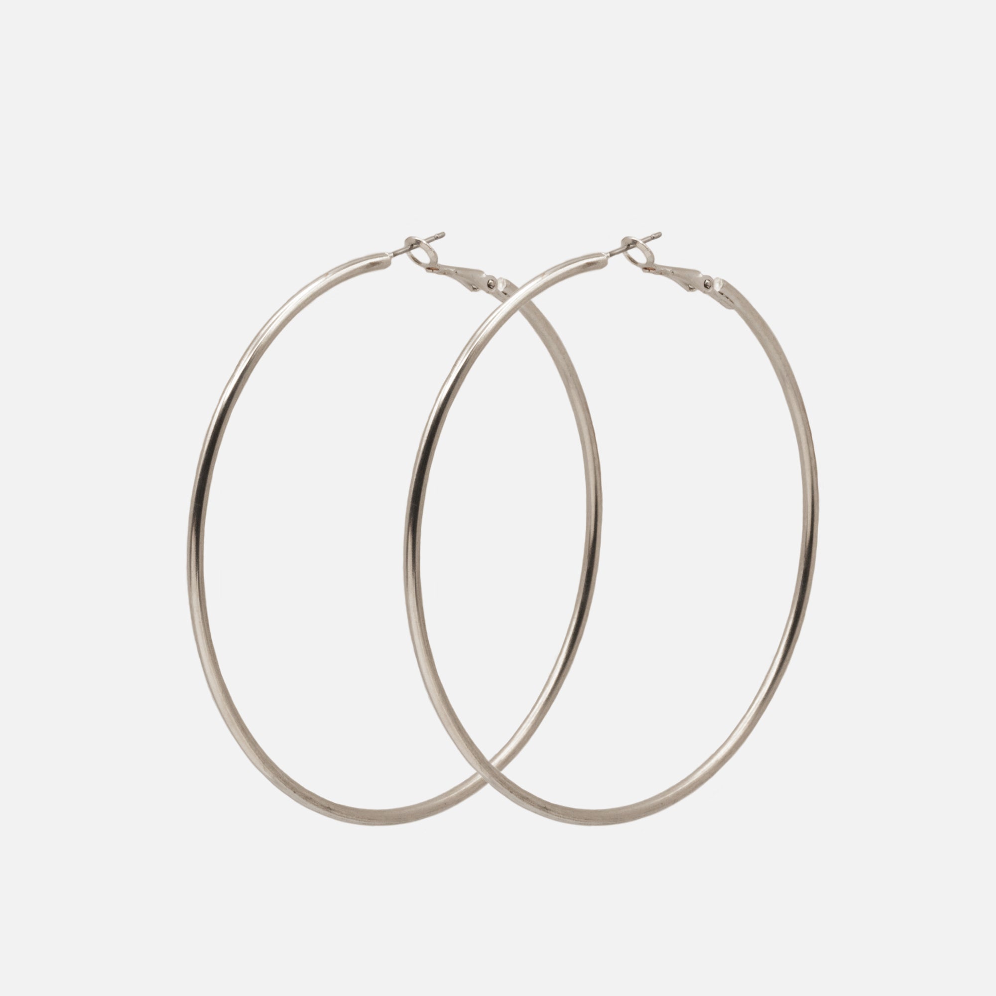 Silver hoop earrings 78 mm