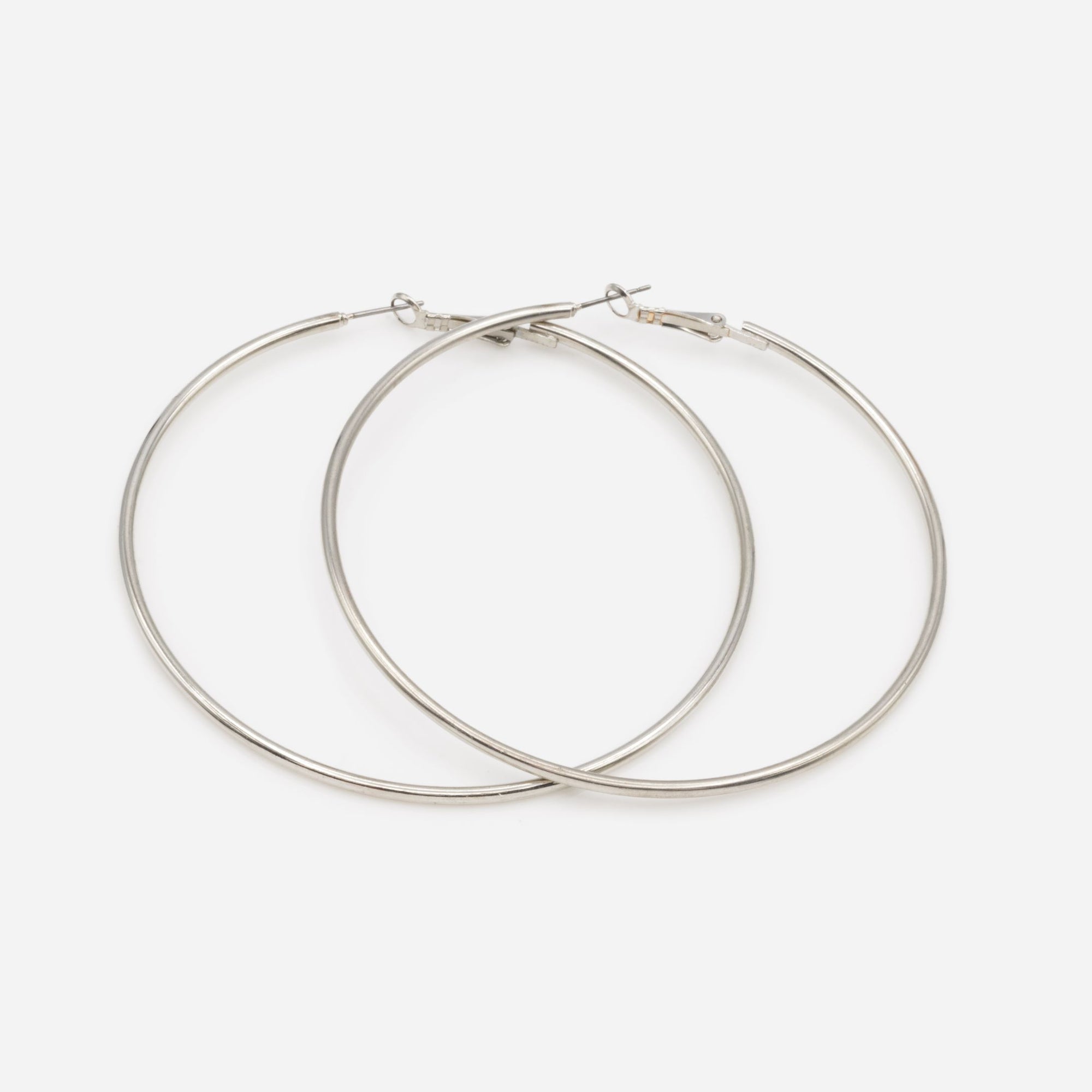 Silver hoop earrings 78 mm