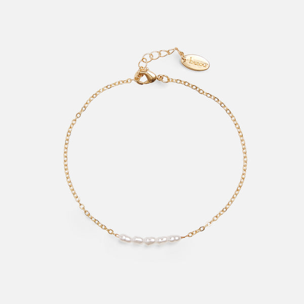 Load image into Gallery viewer, Gold anklet with 5 pearls
