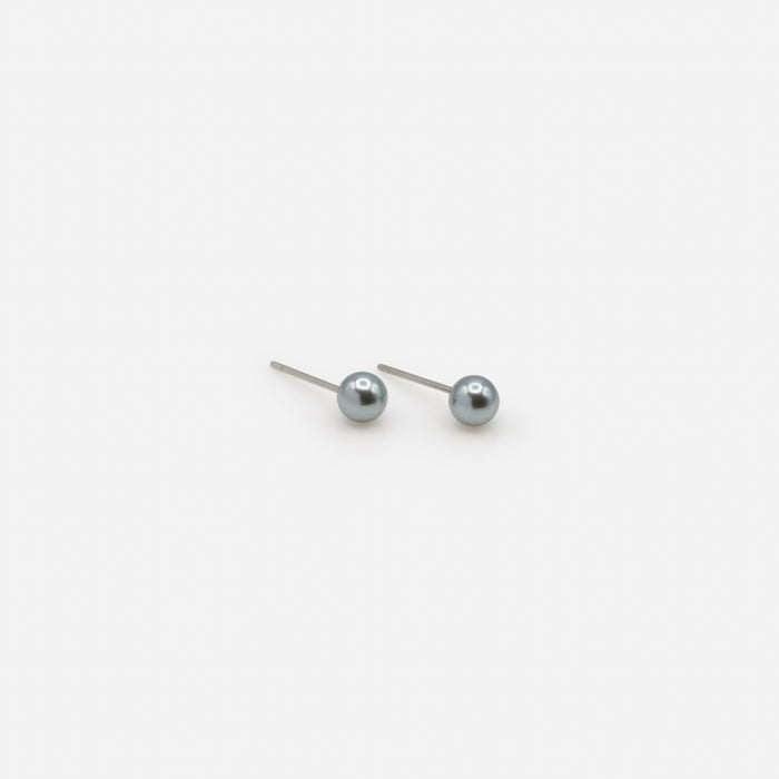 Duo de boucles d'oreilles fixes perles grises