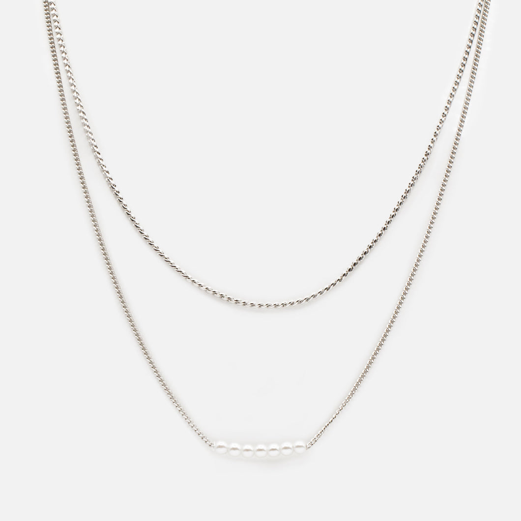 Set of two silver necklaces with 