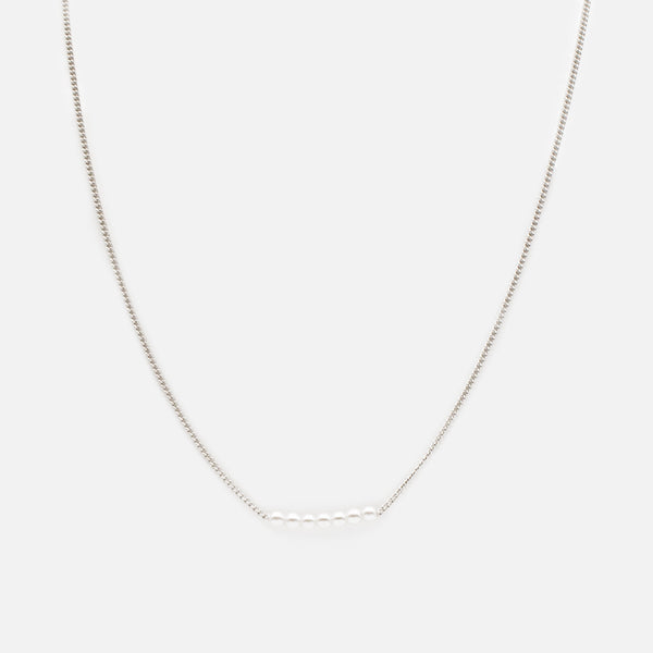 Load image into Gallery viewer, Set of two silver necklaces with &quot;s&quot; links and round synthetic pearls
