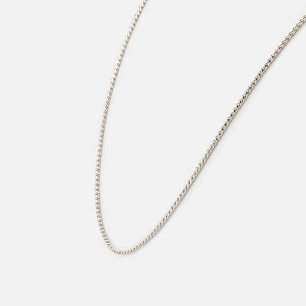 Load image into Gallery viewer, Set of two silver necklaces with “S” links and round beads
