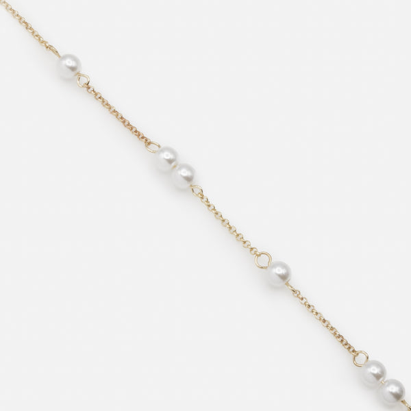 Load image into Gallery viewer, Gold chain link bracelet with solitary and duo pearls
