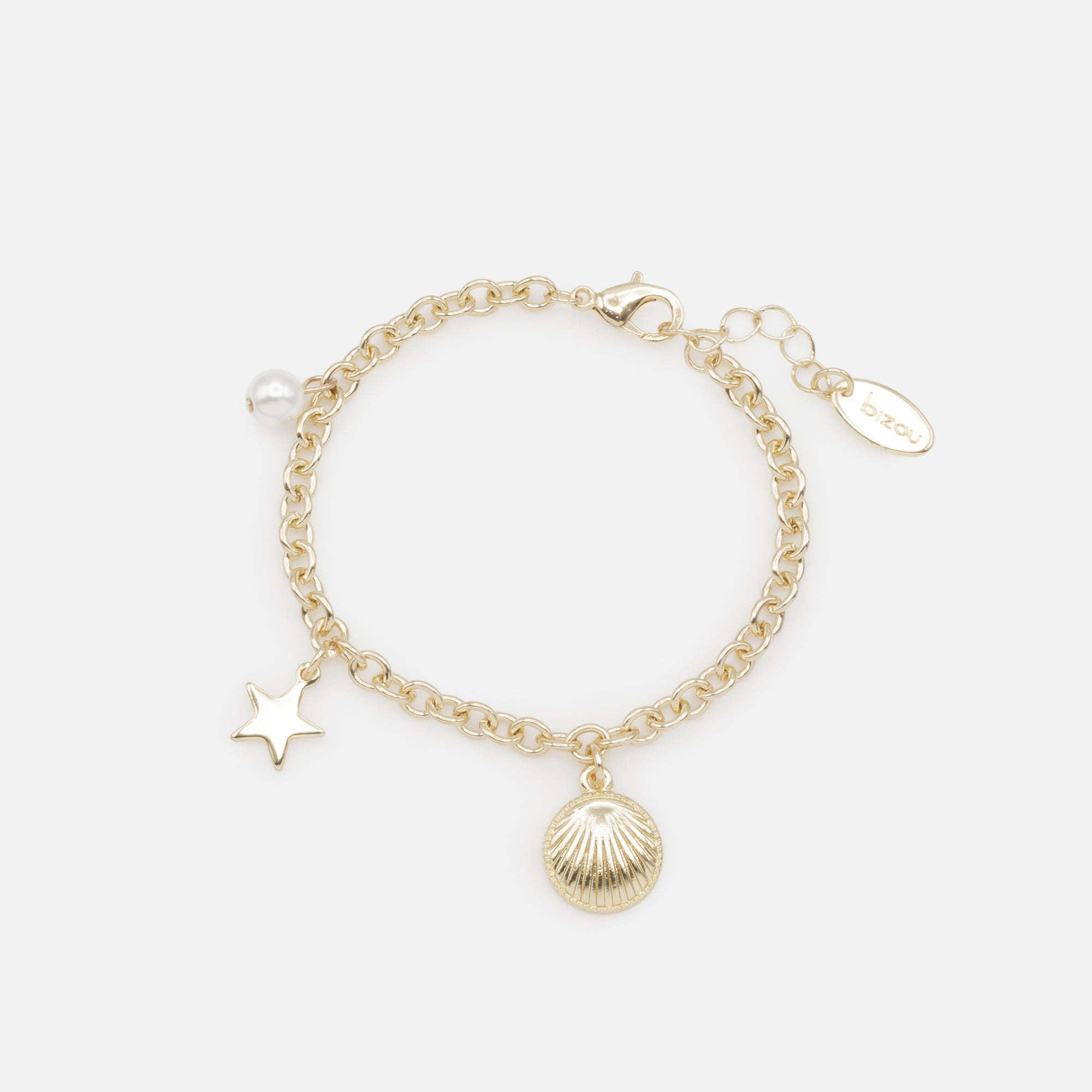 Golden bracelet with seaside charms