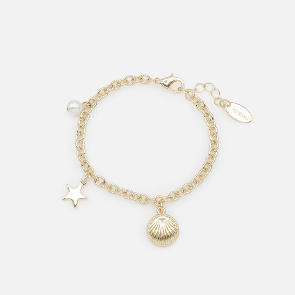 Load image into Gallery viewer, Golden bracelet with seaside charms
