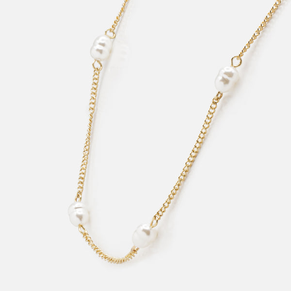 Load image into Gallery viewer, Golden necklace with its six pearls
