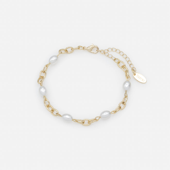 Gold mesh and pearl bracelet