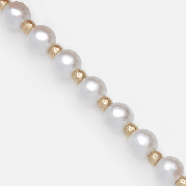 Load image into Gallery viewer, Trio of stretchy pearl and gold bead bracelets
