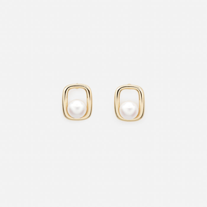 Boucles d'oreilles perle dans son cadre doré