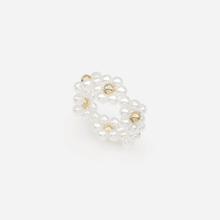 Bague extensible marguerites en perles
