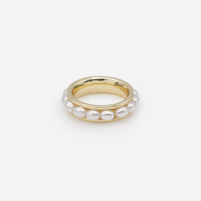 Bague dorée chemin de perles
