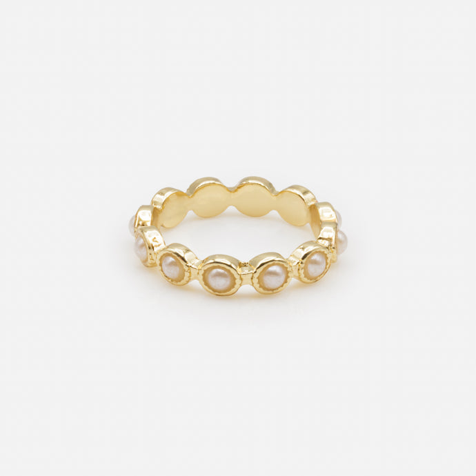 Bague petites perles dans leur nid doré