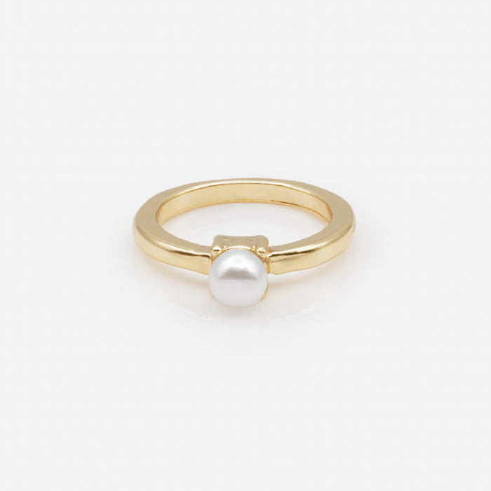 Bague dorée perle solitaire