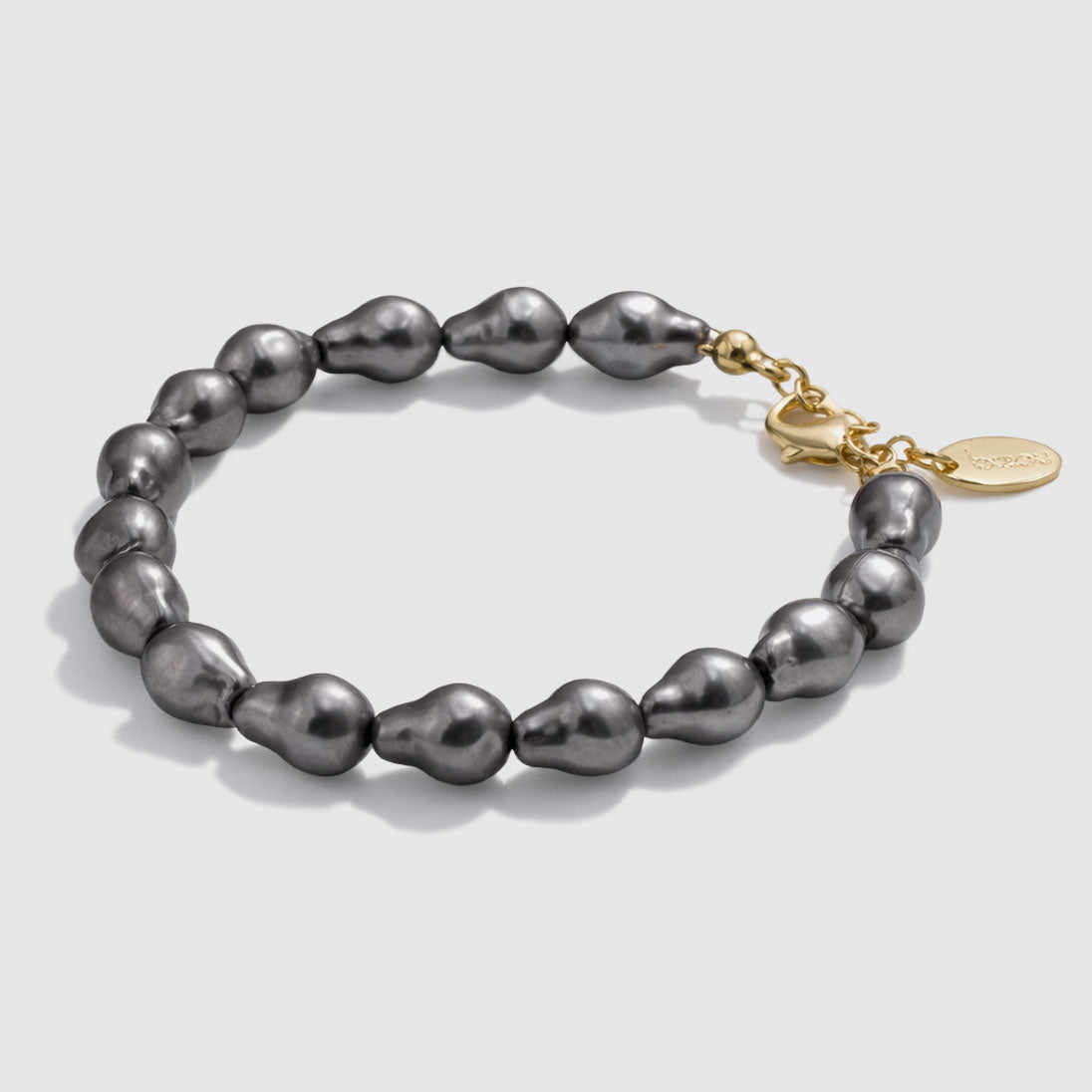 Bracelet de perles baroques gris foncé