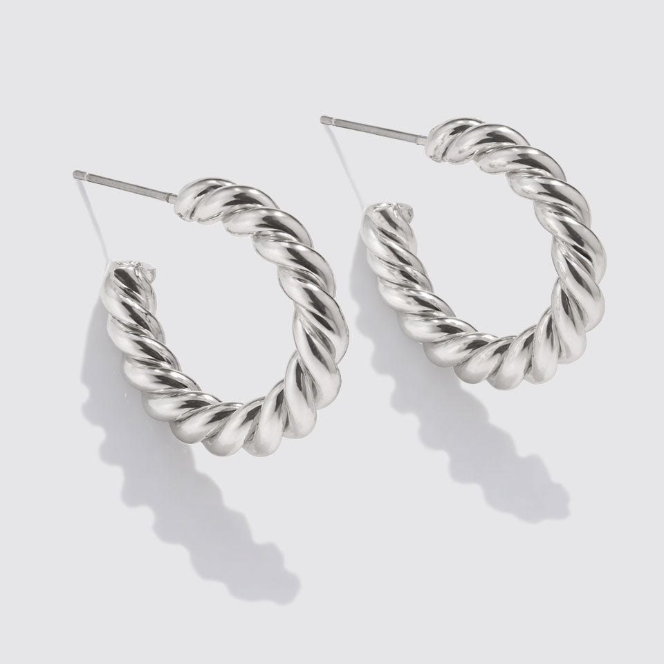 Trio de boucles d'oreilles anneaux argenté