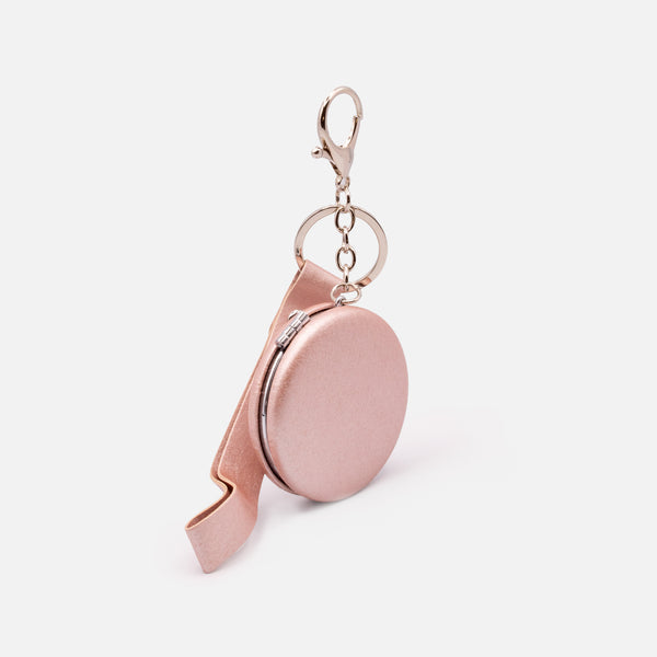 Load image into Gallery viewer, Glittery old pink pocket mirror key ring
