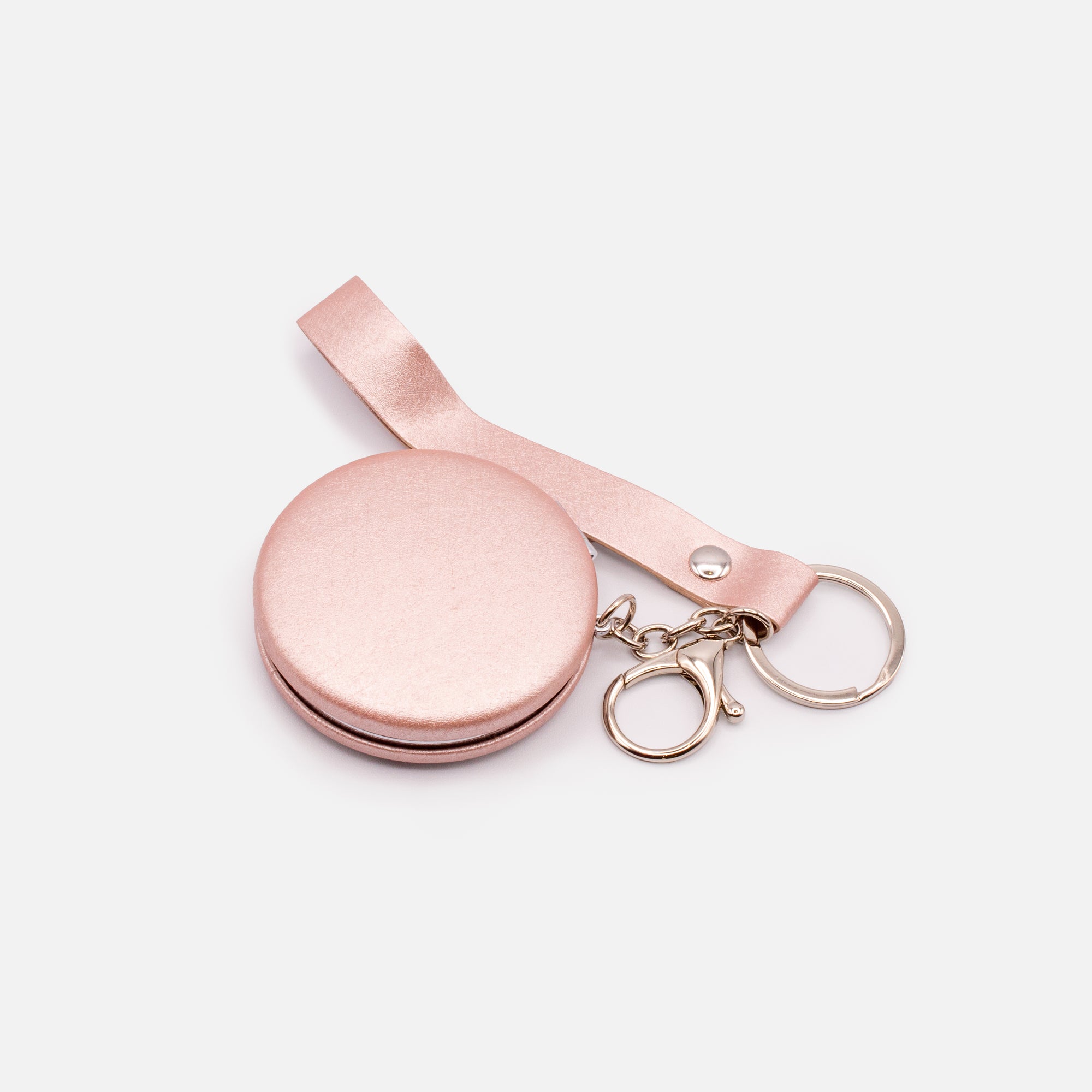 Glittery old pink pocket mirror key ring