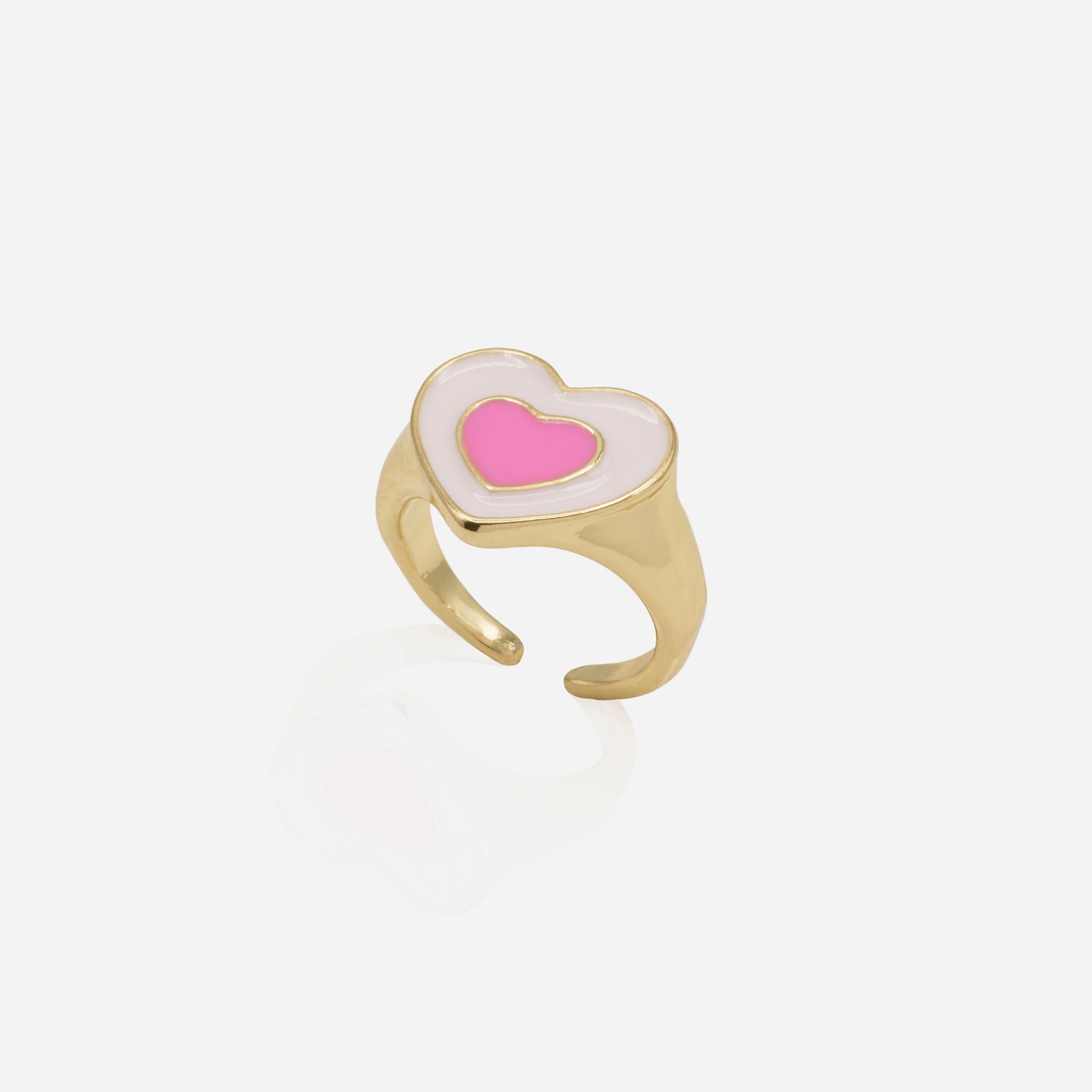 Set of two open golden flower and heart rings