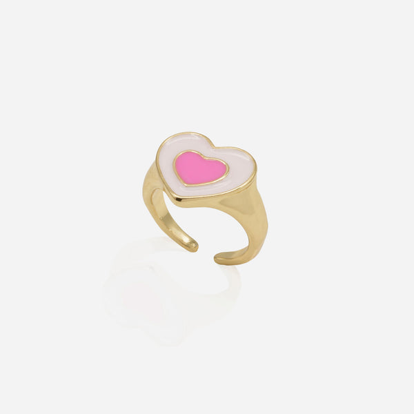 Load image into Gallery viewer, Set of two open golden flower and heart rings
