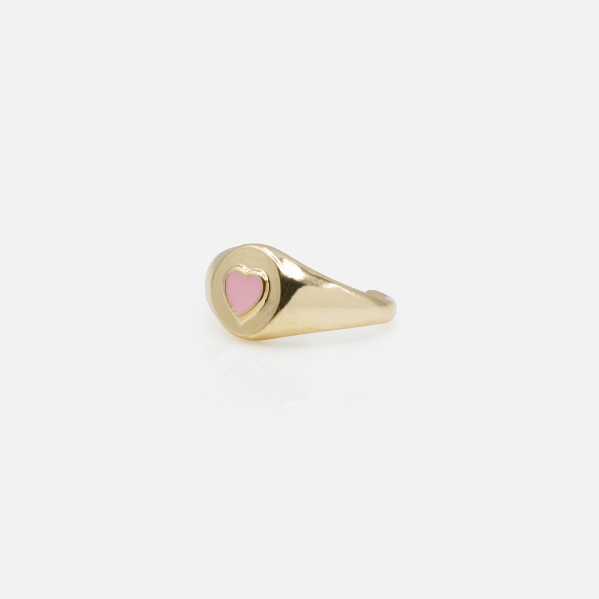 Set of golden open rings with hearts three ways