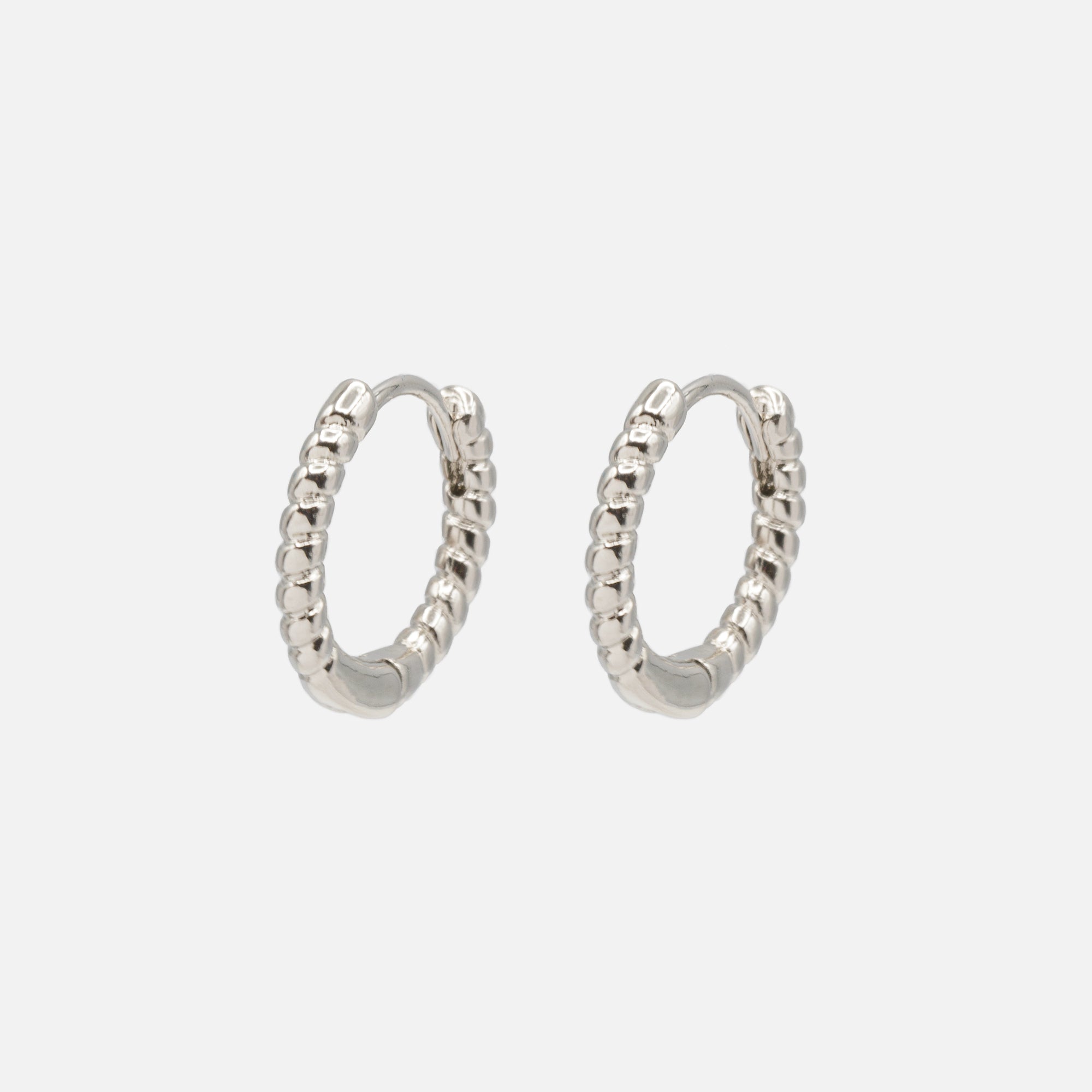 Fine silver hoop earrings with twists