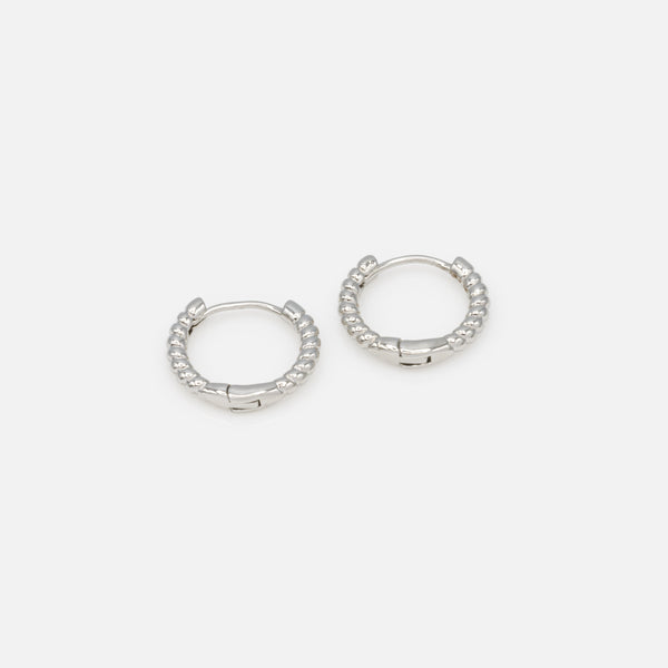 Load image into Gallery viewer, Fine silver hoop earrings with twists
