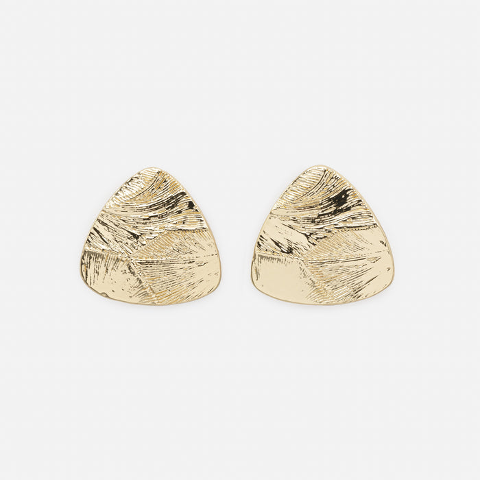 Boucles d'oreilles dorées triangles texturés