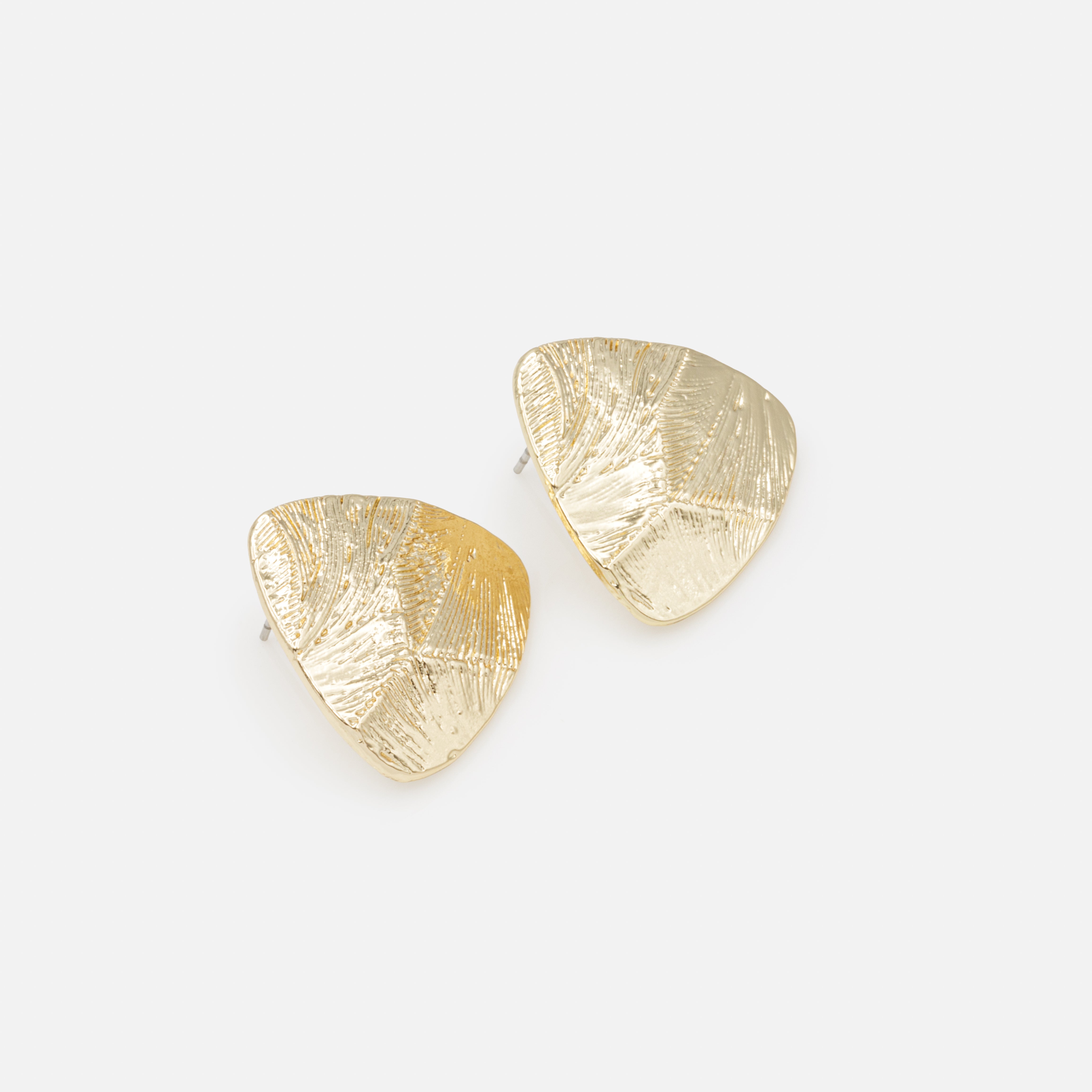 Boucles d'oreilles dorées triangles texturés