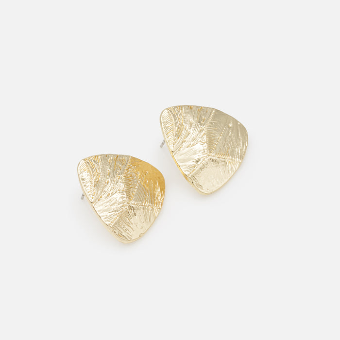 Boucles d'oreilles dorées triangles texturés