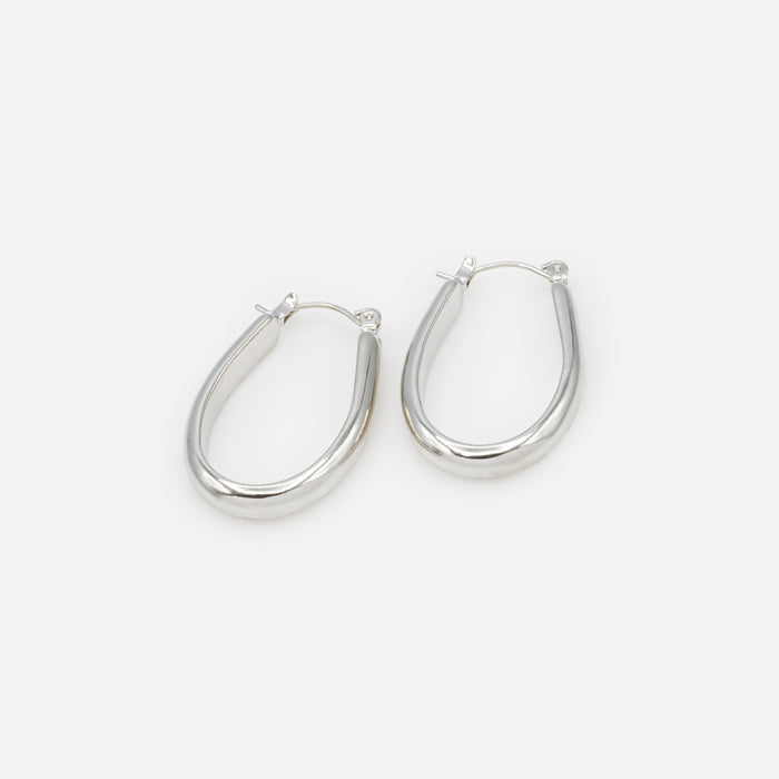 Boucles d'oreilles argentées ovales
