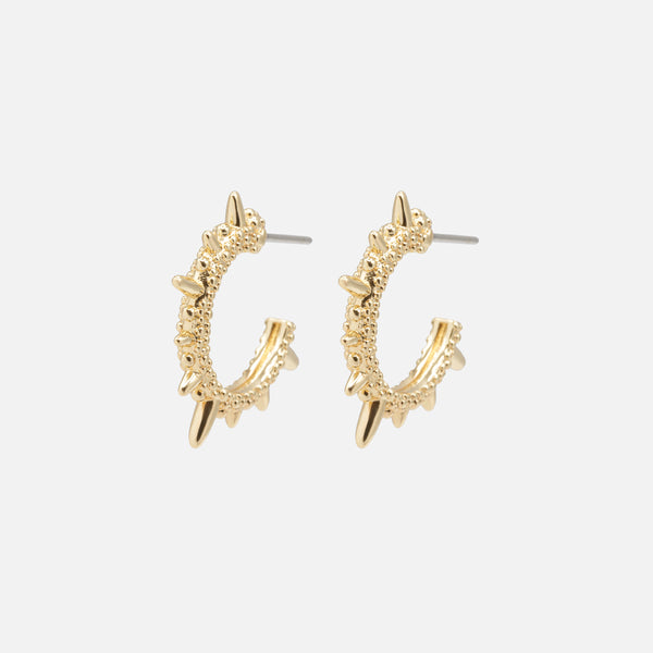 Load image into Gallery viewer, Textured hoop earrings with gold tips
