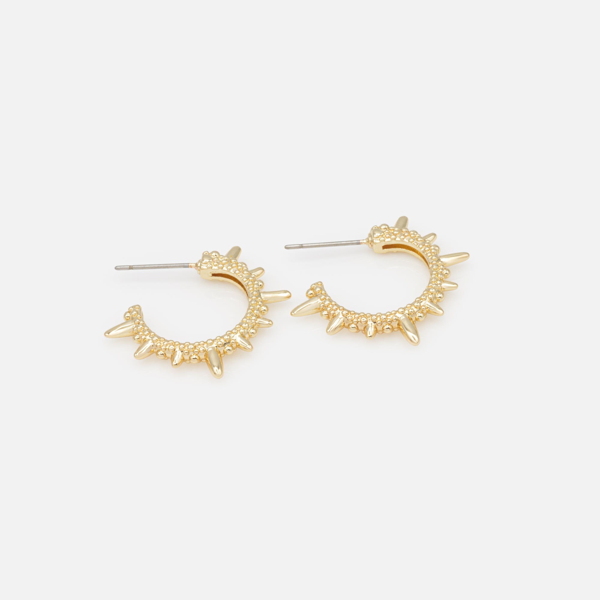 Boucles d'oreilles anneaux texturés avec pointes dorés