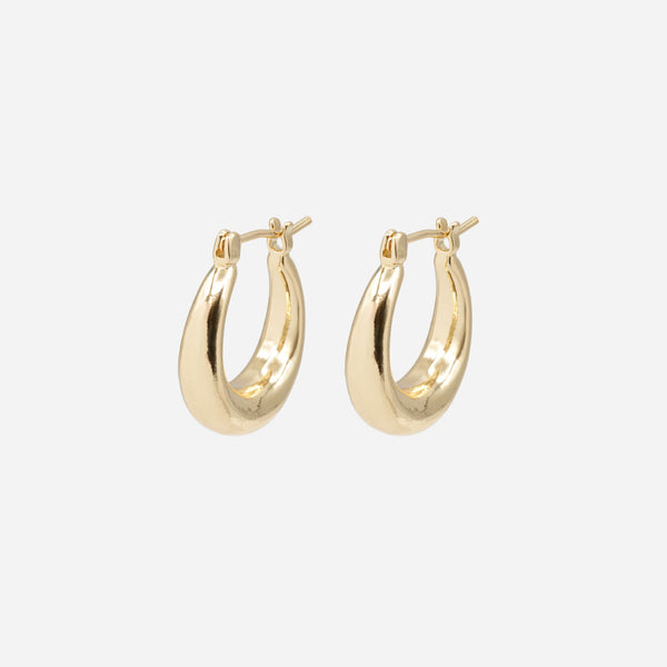 Load image into Gallery viewer, Gold hoop earrings with wide base
