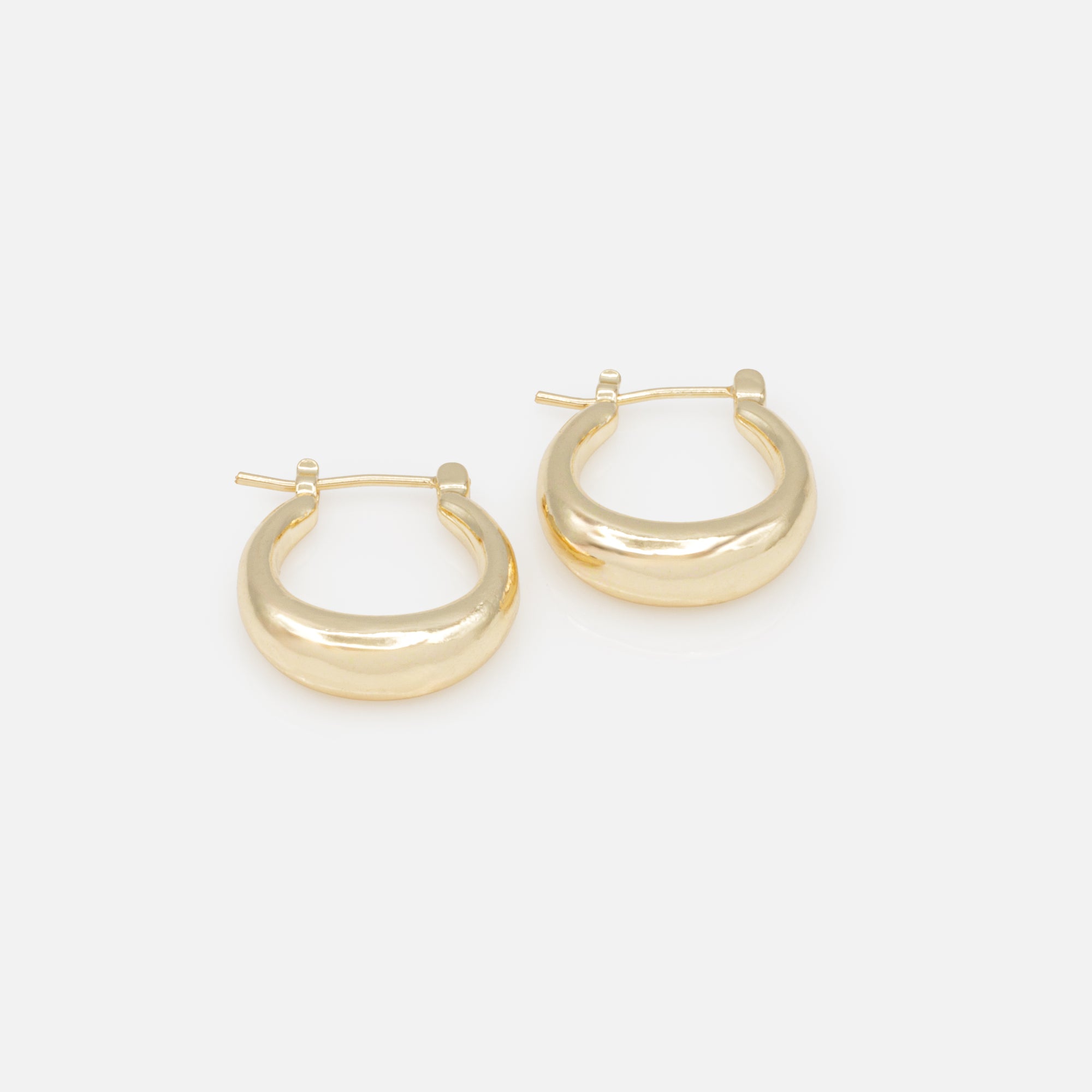 Gold hoop earrings with wide base