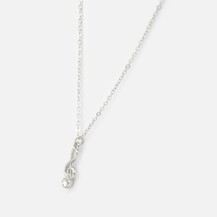 Collier argenté avec breloque clé de sol et zircon cubique