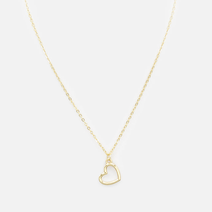 Gold necklace with big heart charm