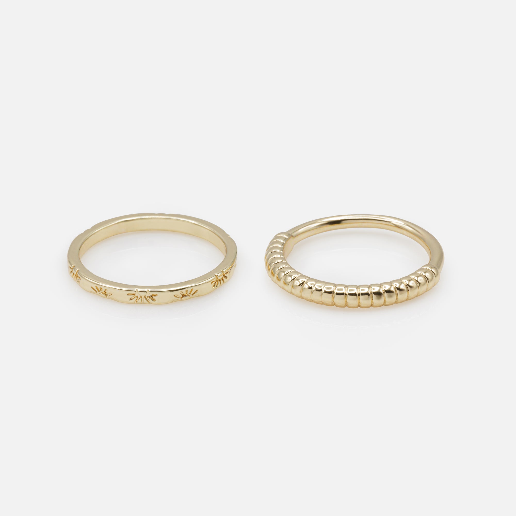 Duo of golden sunset rings