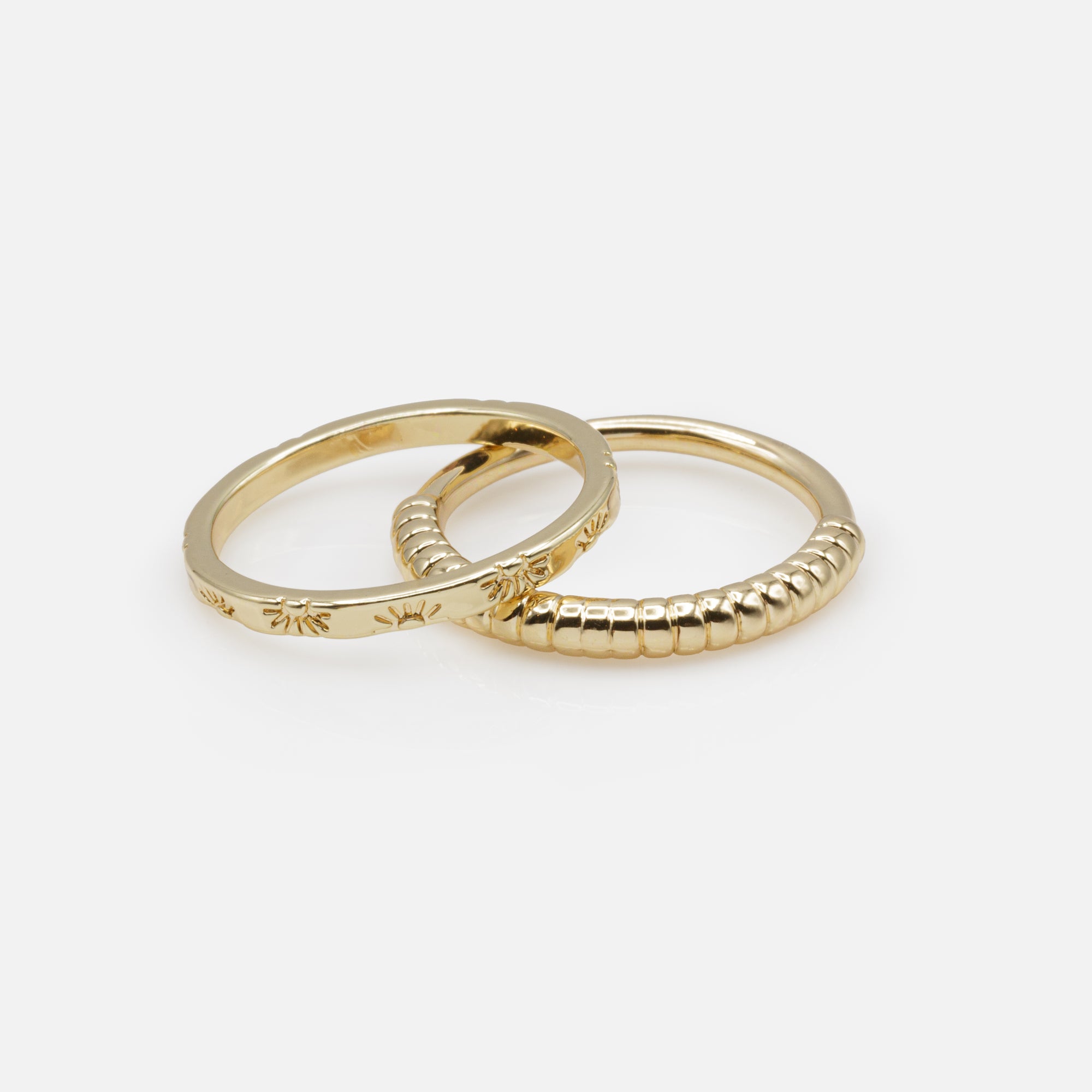 Duo of golden sunset rings